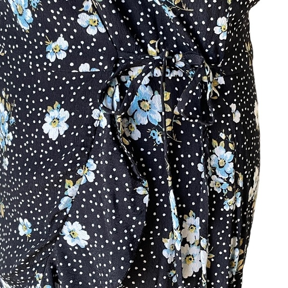 Loft Women’s Floral Polka Dot Wrap Romper Dress Size 4 Flutter Ruffle Boho - Picture 6 of 11